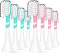 Kids Toothbrush Heads Compatible with Electric Philips Sonicare Handle 6032/94 6321 6340 6042 6320 6330, Replacement Heads Compact for Child 3-7 Years Old, Mini Brush Heads with Caps,8 Pack Green&Pink