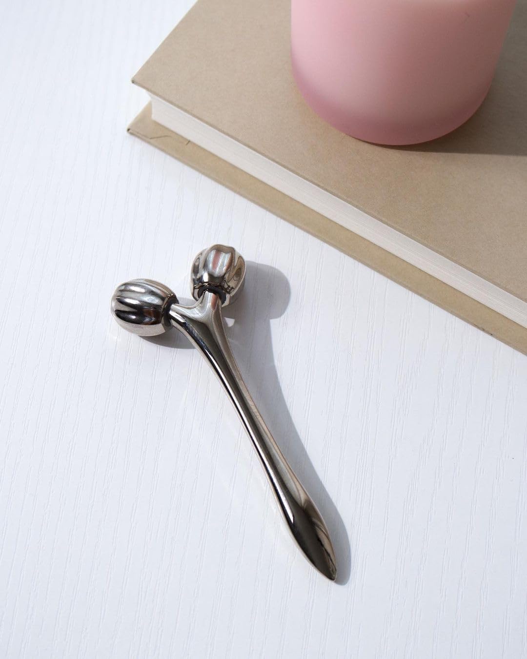 Mei Apothecary MiniSculpt Stainless Steel Mini Facial Massager - Metal Face Roller for Sculpting, Neck & Eye Massage, Depuffing, Skincare Gift