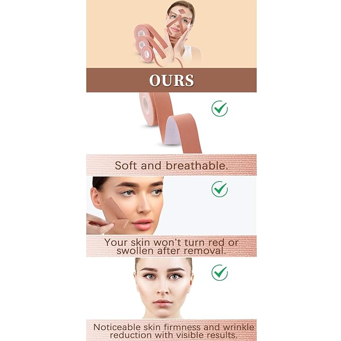 1 Roll Instant Face Lift Tape, Facial Myofascial Patch for Wrinkles Treatment Sticker for V Line Lifting Sagging Skin, Forehead Fines, Eyelid, Nasolabial Folds, Laugh Neck Lines (1cm*5m)