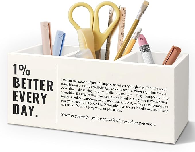 Motivational Gifts Pen Holder for Home Office Desk, Inspirational Gifts for Women Men, Encouragement Makeup Brush Toothbrush Holder Organizer for Bathroom Desk Accessories