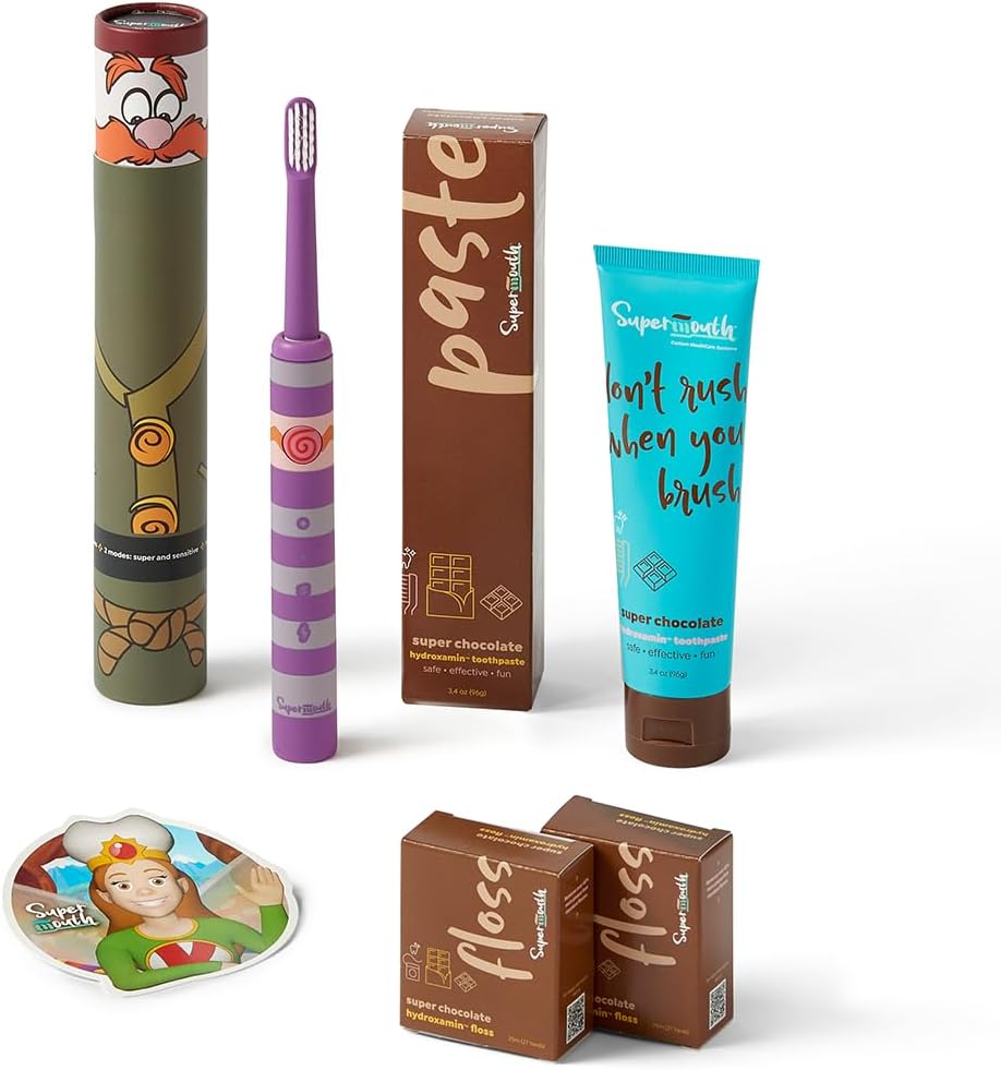 SuperMouth Smile Sidekick Sonic Toothbrush for Kids – Rechargeable, 3 Brushing Modes, Ultra-Soft Bristles, 2-Min Timer, Replaceable Brush Head – Includes Augmented Reality Sticker to Teach Brushing