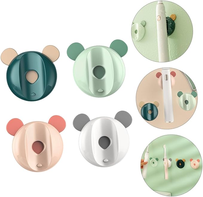 Uonlytech 4pcs Magnetic Toothbrush Rack Electric Toothbrush Holder for Bathroom Wall Mount Mixed Colors Elegant Chic Design for Organized Countertop Storage