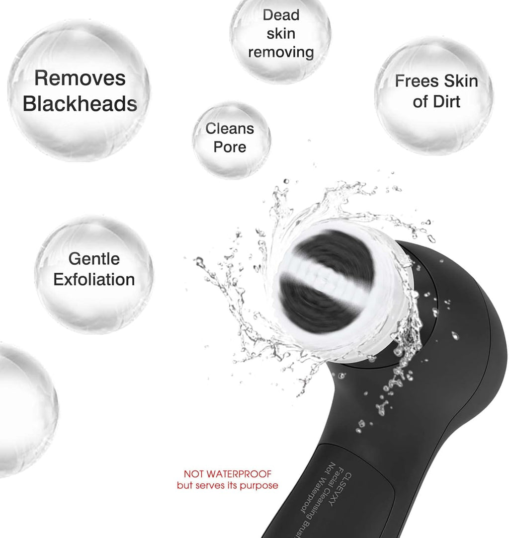 Facial Cleansing Brush Face Scrubber: CLSEVXY Electric Face Spin Cleanser Brushes with 6 Brush Heads for Deep Cleansing, Gentle Exfoliating, Removing Blackhead, Massaging