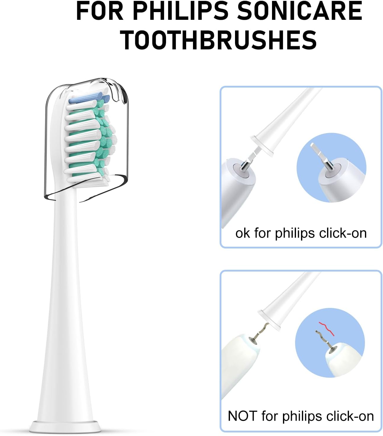 Toothbrush Heads for Philips Sonicare Replacement Brush Heads with Protective Cover Soft Dupont Bristles Electric Toothbrush Replacement Heads for Oral Health, 8 Pack