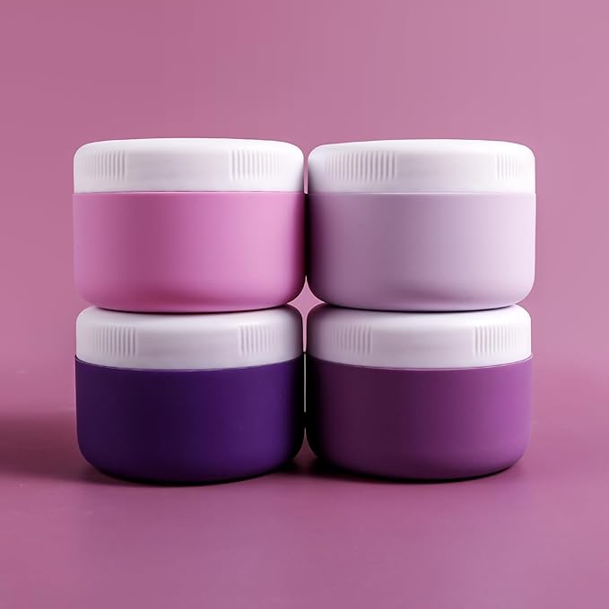 Travel Containers for Toiletries, Silicone Cream Jars BPA-Free, Leak-proof 1.35oz Travel Size Containers, Portable Size Silicone Jars with Lid for Cosmetic Face Hand Body Cream (4 Pack)