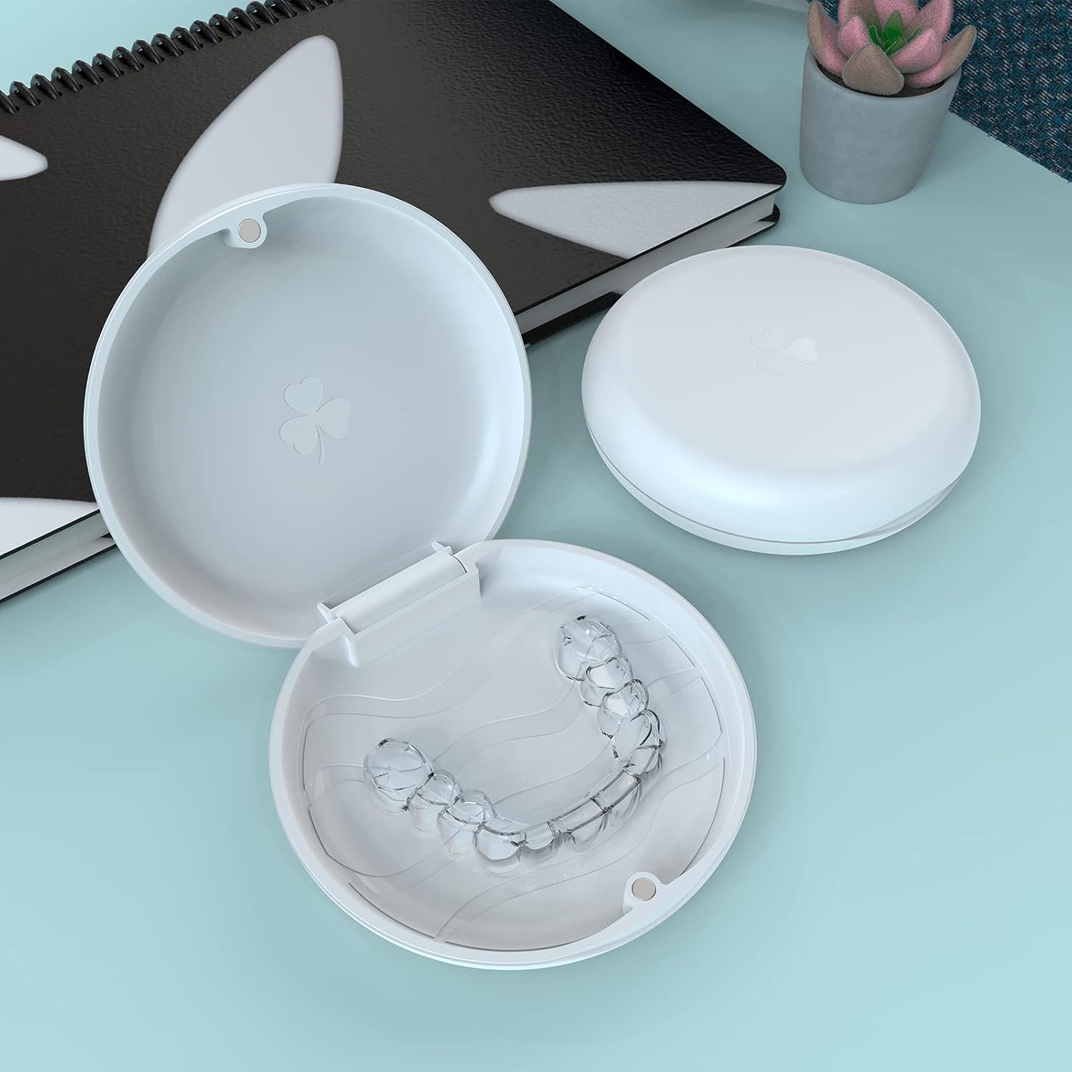 (2 Pack) Retainer Case,Solid Orthodontic Retainer Case-White