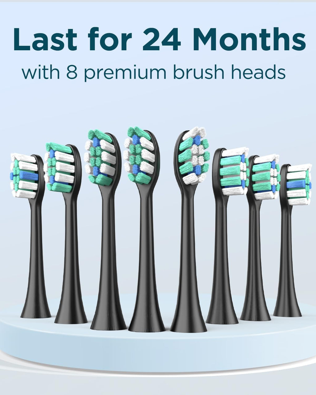 Rtauys M5 Sonic Electric Toothbrush for Adults and Kids - Rechargeable Toothbrush with Electric Toothbrush Cover, 8 Brush Heads & Travel Case, 120 Days Battery Life - BlackSilver