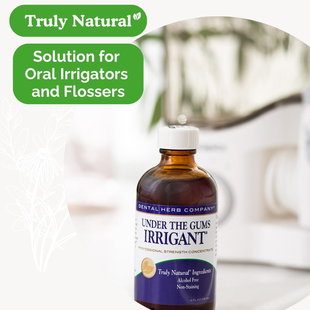 Under The Gums Irrigant Solution – Alcohol-Free, Vegan Herbal Solution for Water Flossers & Oral Irrigators – Supports Gum Health Naturally - (45 Day Supply) by Dental Herb Company
