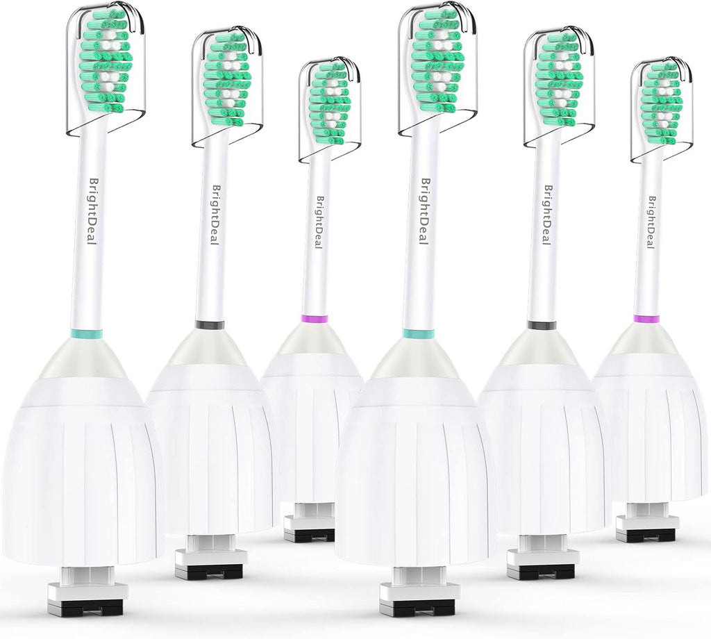 Toothbrush Heads for Philips Sonicare Essence Elite Advance Xtreme CleanCare E-Series Electric Sonic Screw-on Brush Replacement HX7022/66 HX7023 HX7001 with Cap, 6 Pack