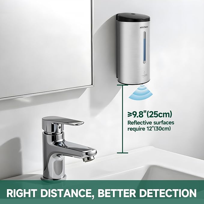 Professional 750ml Automatic Wall-Mounted Soap Dispenser with Anti-Corrosion Coating (Brushed Stainless Steel)