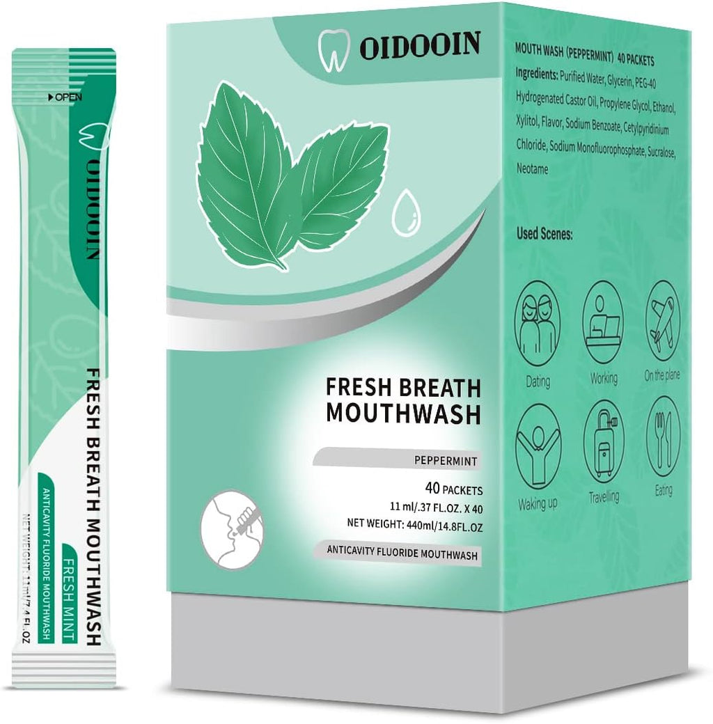 Travel Size Mouthwash Individual Mini Mouthwash for Fresh Breath,for After Meals, Hotels Portable Travel Mouth wash, Bulk Packets 0.4 Fl Oz(Pack of 40)