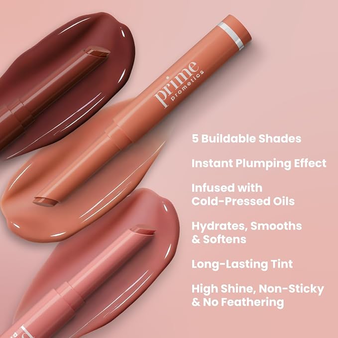Prime Prometics PrimeLip Plumping Lip Balm for Mature Women – 3-in-1 Lipstick, Gloss & Balm – Non-Stinging Lip Plumper – Smooths Lip Lines, Lightweight, Buildable Color (Silky Rose)