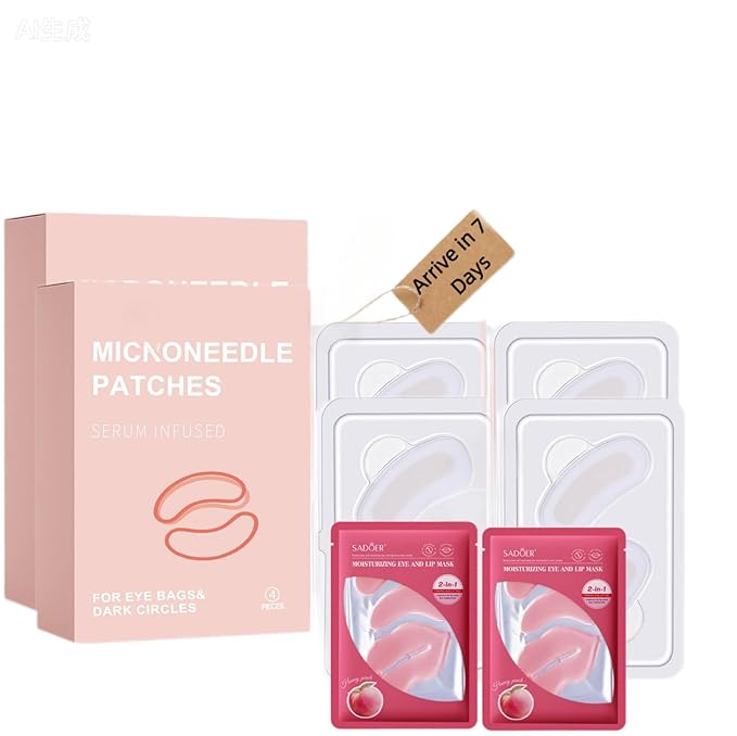 2PCS Eye Patches, Under Eye Patches, Smile Line Patches for Puffy Eyes and Dark Circles, Under Eye Masks for Skin Care with Bonus Lip Mask