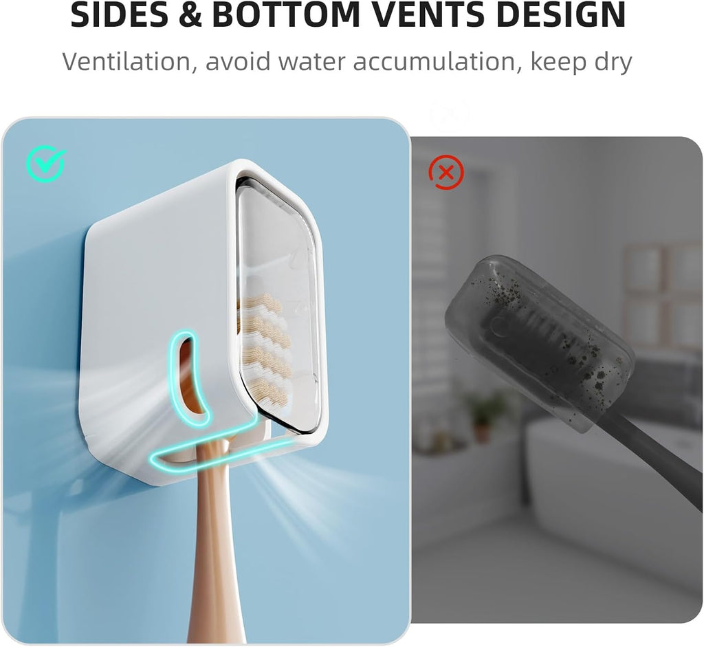 Travel Toothbrush Head Cover 2PCS, Electric Toothbrush Covers Caps, Ventilated Toothbrush Protectors Caps for Travel, Camping, Bathroom, Business, Clear