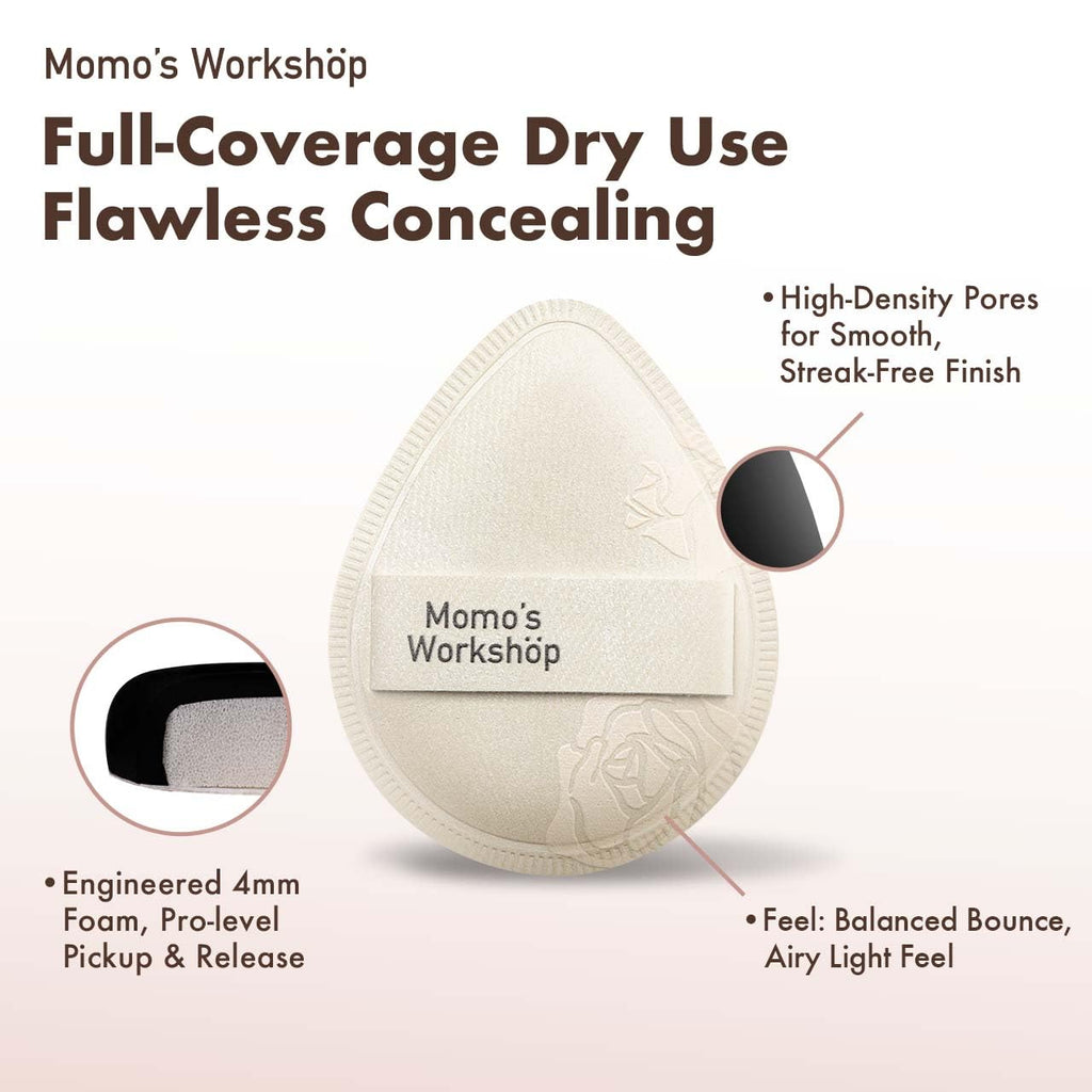 Satin White Egg Makeup Sponge,Firm Bounce Rubycell,Cushion Sponge with Wide PU Leather for Quick-Dry/Full Coverage Foundations, Cosmetic Puff,2pcs Beauty Puffs&Storage Case