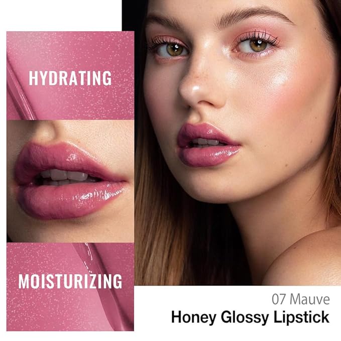 evpct Mauve Honey Lipstick Tinted Lip Balm, Sheer Hydrating Shine Tinted Lipstick for Women, Moisturizing Lip Color, Nourishing Tinted Lip Balm Plumper Gloss Stain, Glossy Shiny Finish, 07 Mauve