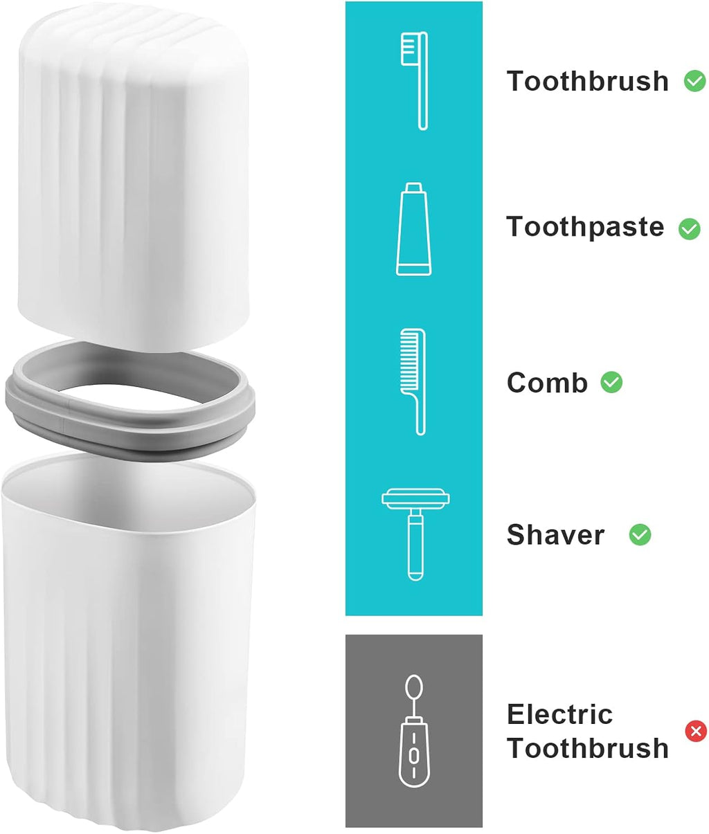 VITVITI White Toothbrush Travel Case, Portable Travel Soap Container Leakproof Dish Tray,7.88 inch Toothpaste Toothbrush Holder with Cover for Trip/Bathroom/Camping