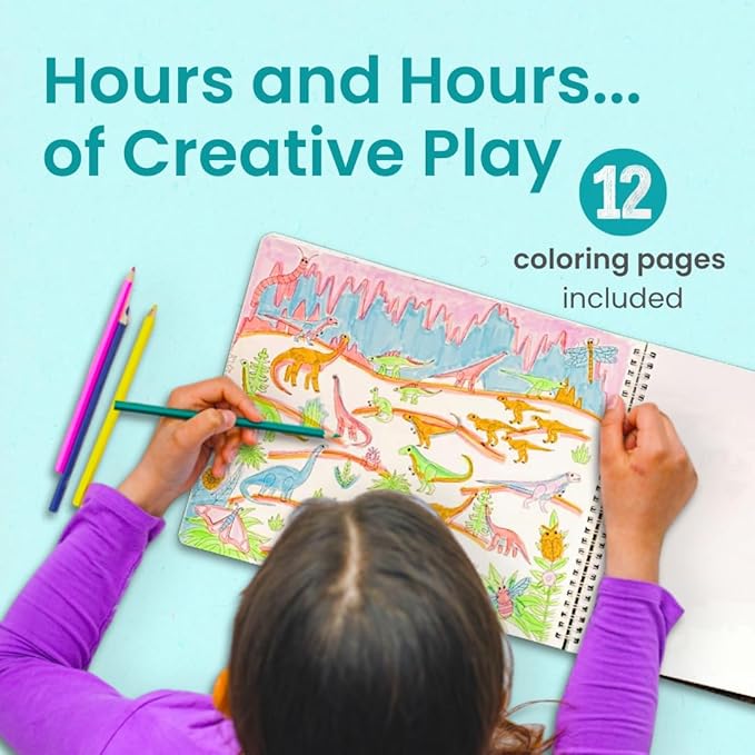 Cupkin Dinosaur Sticker Book Activity for Kids, Toddler Airplane Travel Essentials, 500+ Dino Stickers for Kids + 12 Scenes + 12 Coloring Book Pages, Dinosaur Lover Gift, Crafts Ages 2-8