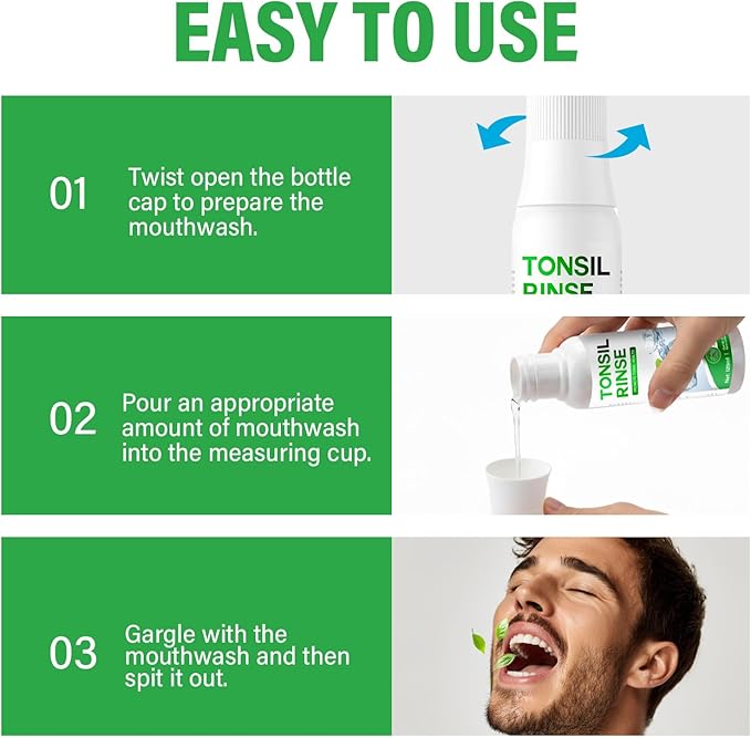 Tonsil Stone Remover, Natural Oral Rinse Liquid wihout Alcohol, Tonsil Stone Mouthwash to Help Soothe Tonsils, Fight Bad Breath