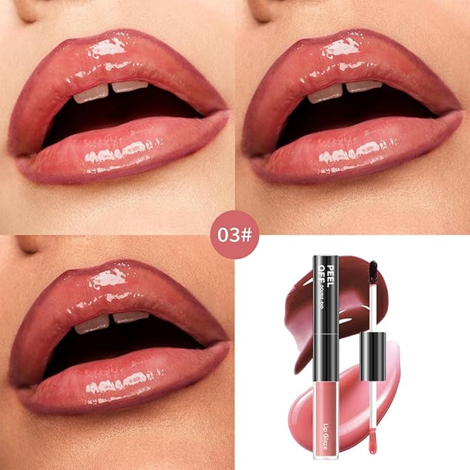 Peel Off Lip Liner & Stain in Peach Rosé – Tattoo-Like Peel Off Lip Stain Liner + Hydrating High Shine Peach Pink Lip Tint, Long-Lasting Waterproof Smudge-Proof Duo for Soft Natural Rosy Lips