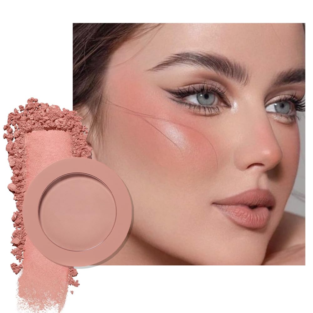 Single Warm Peach Orange Matte Powder Blush Palette Face Makeup, Blush for Looks Younger Cheeks, Monochrome Cream Blushes Lightweight Long Lasting, Blush for Women All Skin Tones Paleta de, 03