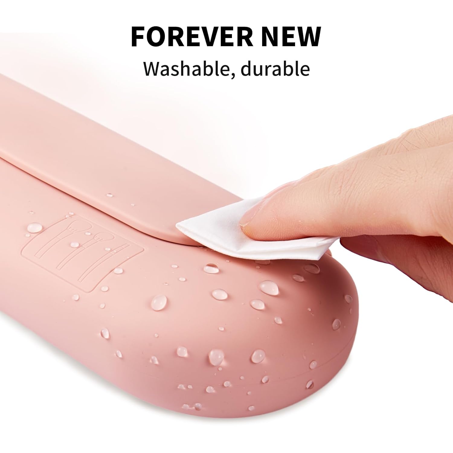 2 IN 1 Silicone Makeup Brush Holder with Beauty Make Up Sponge Holder Case：Soft Portable Cosmetic Face Brushes Holder with Upgrade Anti-Fall Out Magnetic Closure - Pink Sand