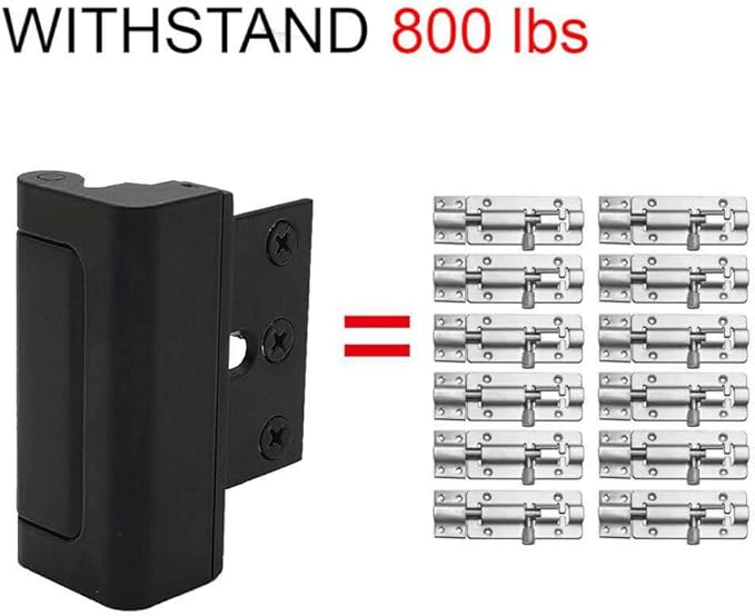 2 Pack Door Reinforcement Locks with 8 Screws, Home Security Door Lock for Toddler, Childproof Door Lock Night Lock Withstand 800 Lbs (Black)