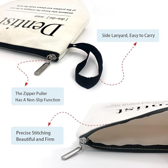 ZHANTUONE Dentist Cosmetic Bag,Dental Gift For Woman,The Birthday Gift for Dentists, Funny Dentists Gift, For Women Dental Hygienist Makeup Bag, Dental Assistant Gifts, Gift Dental Graduation