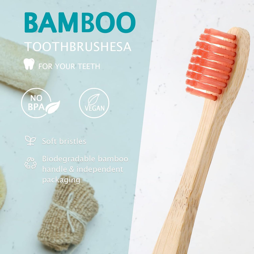 20 Pieces Kids Bamboo Soft Bristles Toothbrushes Toddler Toothbrush Manual Travel Toothbrushes for Kids Children Home School Travel Teeth Oral Dental Care, 5.7 Inch, Individually Wrapped