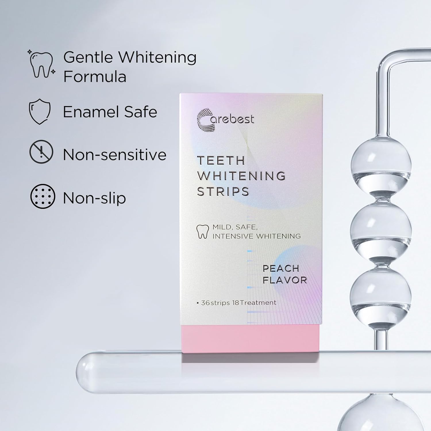 Teeth Whitening Strips 18 Treatments,Enamel Safe Strips Whitening Without The Harm,Non-Slip Whitening Strips for Sensitive Teeth