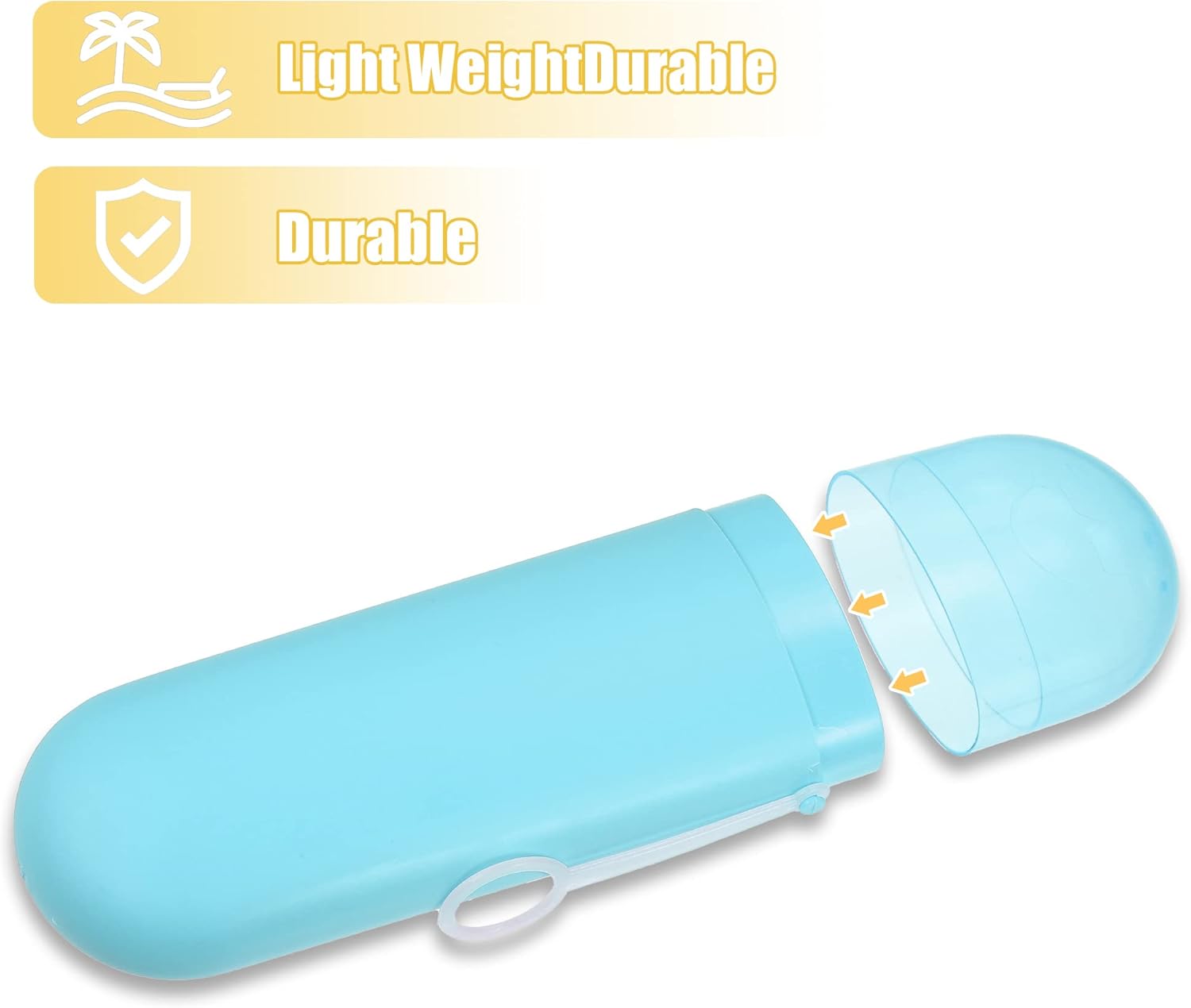 VOCOSTE 1 Pcs, Portable Toothbrush Case with Hook, Plastic, Traveling Toothbrush Holders Case, Travel Business, Blue, 8.07"x2.36"x1.38"