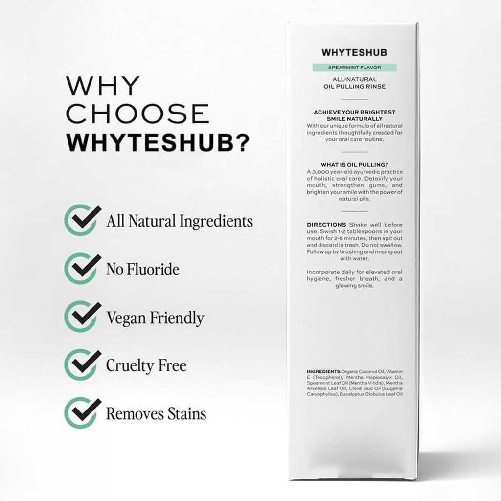 Spearmint Oil Pulling Rinse, Organic Cold-Pressed Coconut Oil for Teeth Mouthwash, Helps Maintain Gum Health & Freshens Breath - 8 fl oz