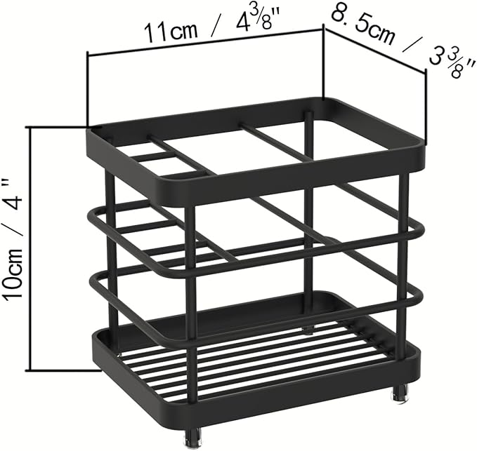 Toothbrush Holder - WHALCHI Stainless Steel Tooth Brush Toothpaste Holder for Bathrooms, Multi-Functional 5 Slots Bathroom Countertop Accessories Organizer, Black