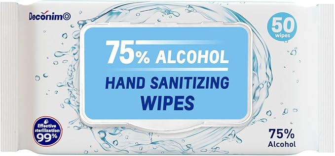Advanced Large 75% Alcohol Hand Sanitizing Wipes, 4 Packs of 50 (200 Wipes) - (Each Wipe Size 6" x 8")