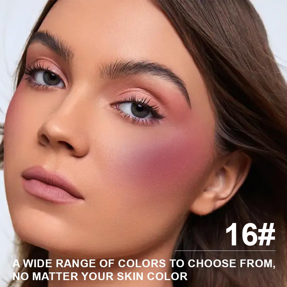 Matte Powder Blush for Cheeks – Long Lasting Natural Face Blusher Makeup, Lightweight Blendable Cheek Color for Women, Vegan & Cruelty-Free – #16 Wine Red