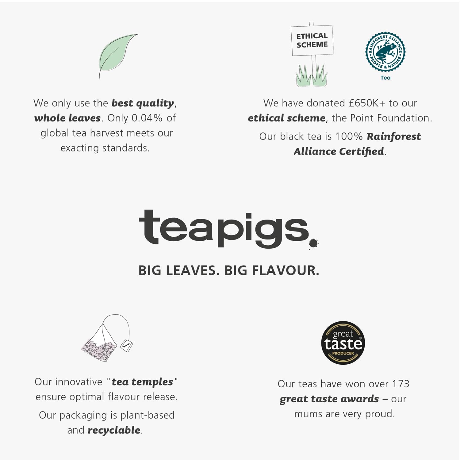 Teapigs Peppermint Leaves Tea Bags Made with Whole Leaves, Caffeine-Free, Natural Ingredients (1 Pack of 50 Teabags)
