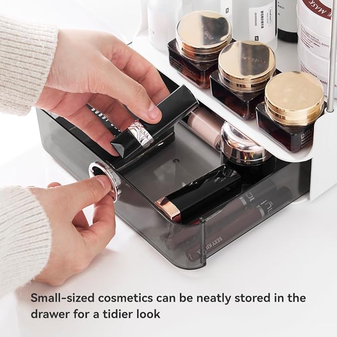 Mini Skincare Organizers,2-Tier Drawer Bathroom Organizer Countertop,Small-Sized Cosmetic Storage Rack Suitable for Delicate Girls,Organizer Shelf for Vanity Storage,Multi-Purpose Makeup Organizer