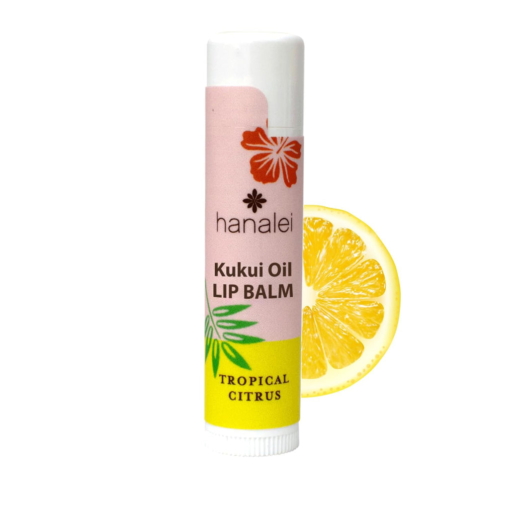 Hanalei Tropical Citrus Lip Balm & Moisturizer – Natural Kukui Oil & Beeswax for Hydrated, Soothed, Soft Lips – Heals Dry, Chapped, Cracked Skin – Long-Lasting Travel-Friendly Lip Care – Tropical
