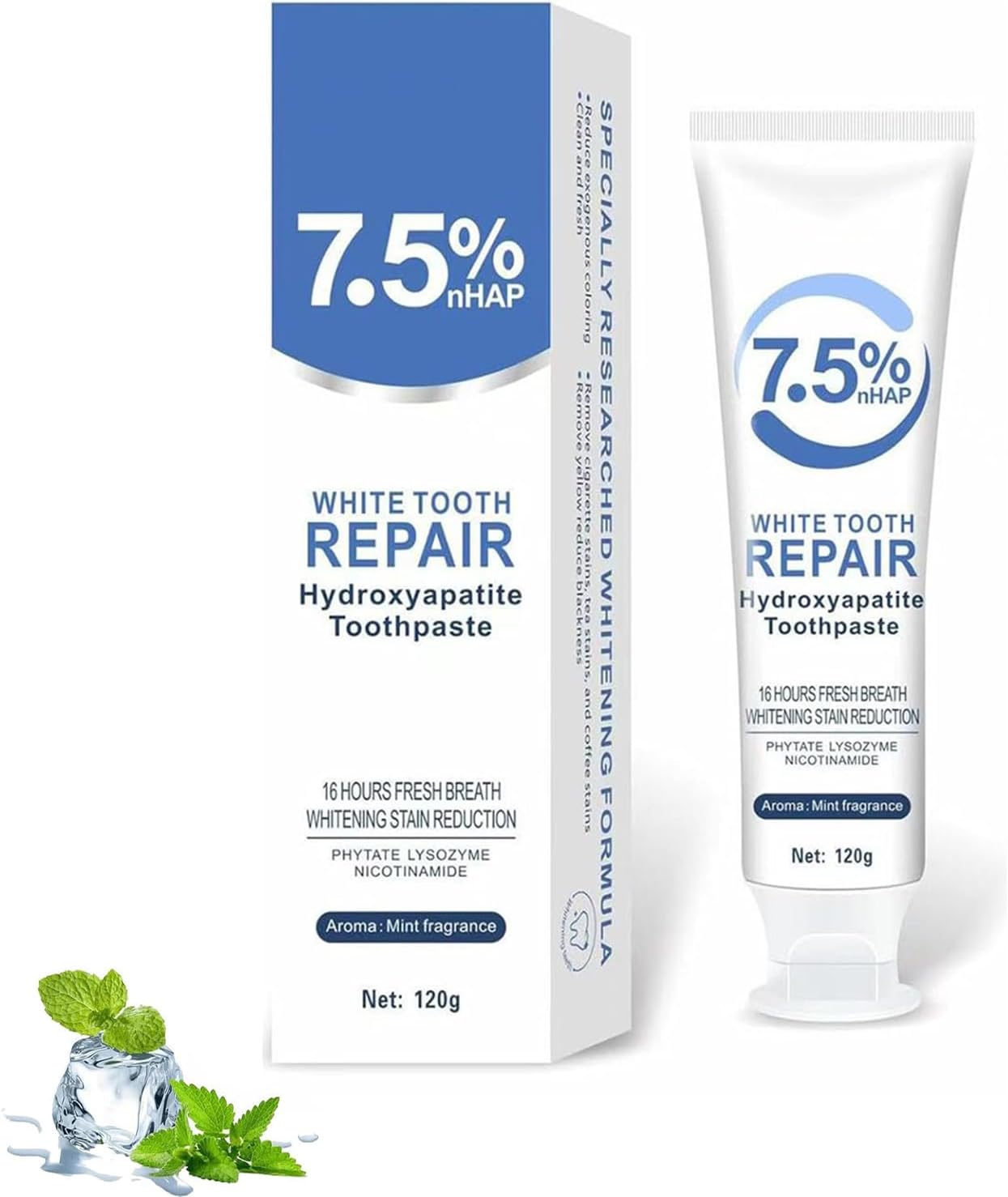 Hydroxyapatite Toothpastes for Enamel Protection and Tooth Strengthening, Fluoride-Free Formula for Sensitive Teeth, Gentle and Effective Formula, Gentle Mint, Fresh Breath (1PCS)