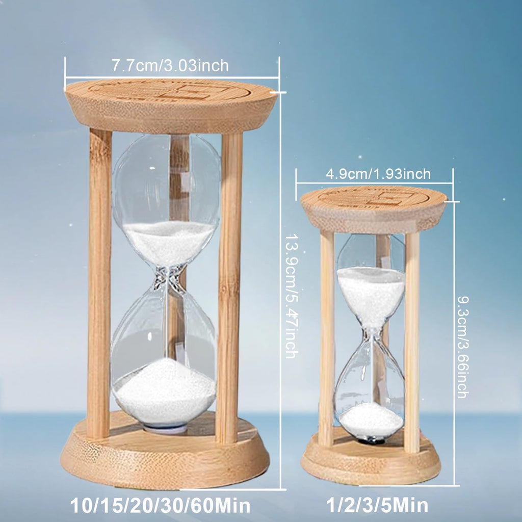 Wood Hourglass 60 Minute, Large Bamboo Sand Timer,60 Min Sand Clock,reloj de Arena- Decorative Sandglass for Tea Time,Classrom,Office,Cooking,White