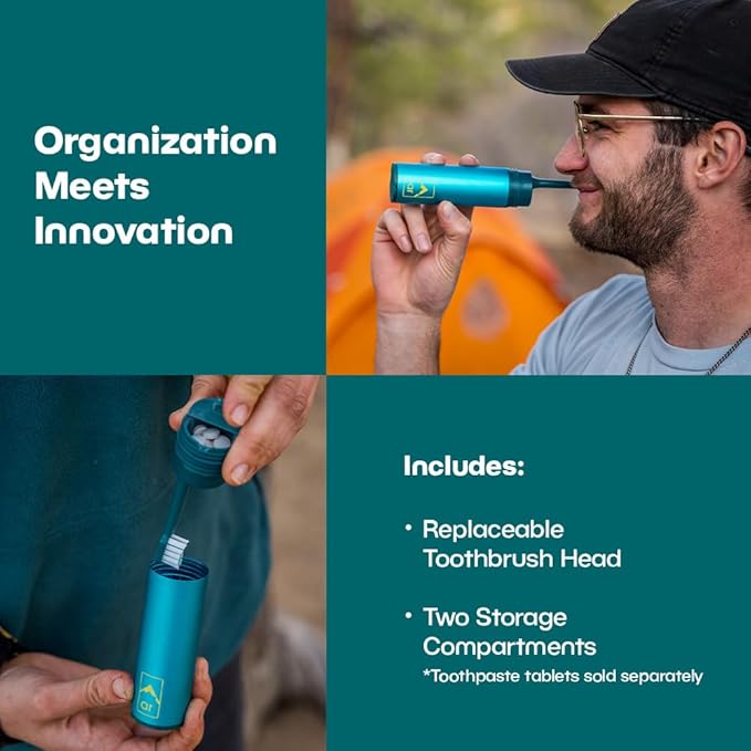 Adventure Ready Tooth Care Capsule - Portable Toothbrush for Hiking, Camping & Travel
