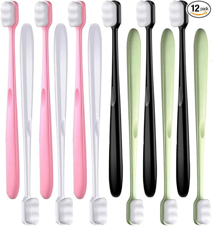 12PCS Extra Soft Toothbrush Adult Teen Manual Micro Nano Toothbrushes 20,000 Bristles for Sensitive Gums Fragile Teeth Oral Gum Recession