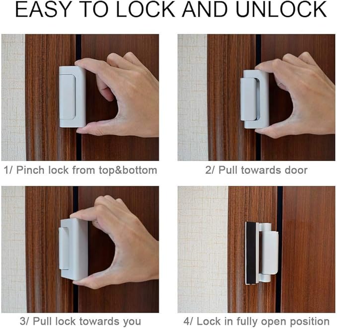 2 Pack Door Reinforcement Locks with 8 Screws, Home Security Door Lock for Toddler, Childproof Door Lock Night Lock Withstand 800 Lbs White