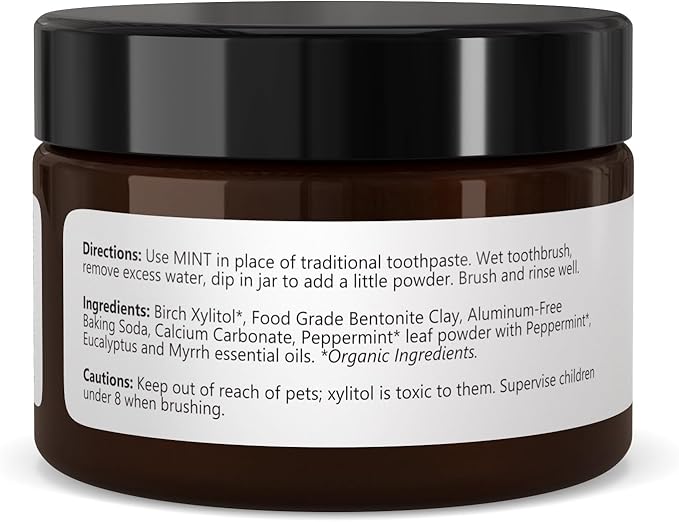 Isabella's Clearly Mint Remineralizing Tooth Powder - Natural Fluoride Free Toothpaste for Adults, Teeth Whitening, Xylitol, Baking Soda, Clay, Calcium