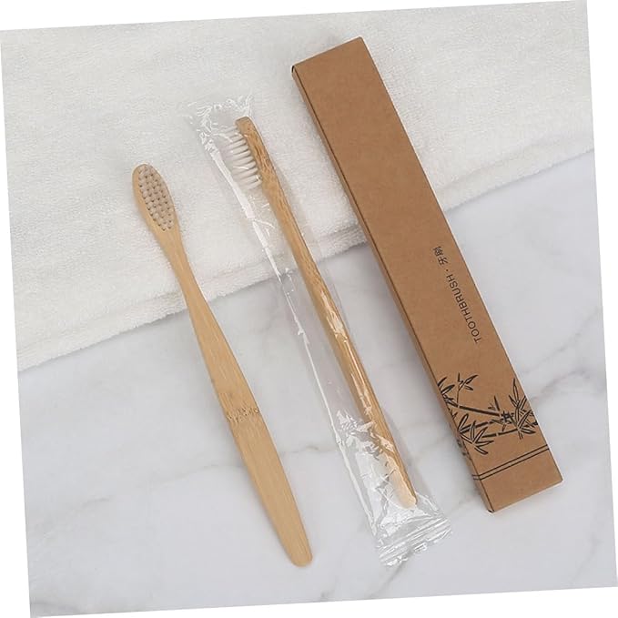 3pcs Natural Toothbrush with Soft Biodegradable Bristles for Adults Handle Gentle Sensitive Gums Sustainable Oral Care Kit