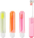 Travel Toothbrush, 3 PCS Mini Portable Toothbrush Set with Cover Small Folding Tooth Brush Individually Wrapped Home Travel Camping, Orange, Yellow, Pink
