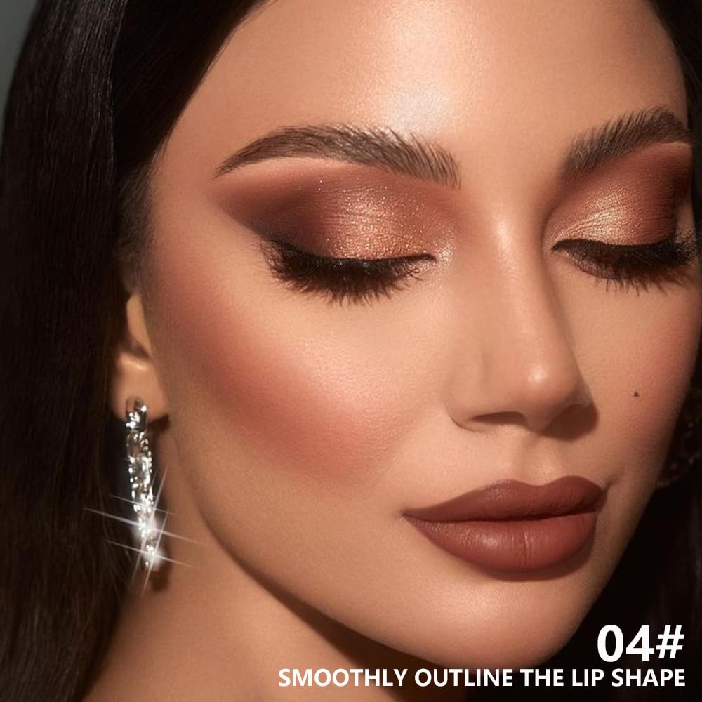 BINGBRUSH 2 in 1 Lip Liner and Lipstick Combo, Matte Lipstick Long Lasting Waterproof Lip Pencil Crayon, Smudge Proof Lip Stain,Hign pigmented Women’s Makeup(04#Spiced Cocoa)