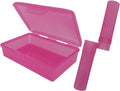 Pink Toothbrush Covers & Soap Box Set - Matching Colors - Tooth Brush Cover Cap, Soap Dish Travel, Soap Dish Holder Travel - Plastic Portable Set with Cover