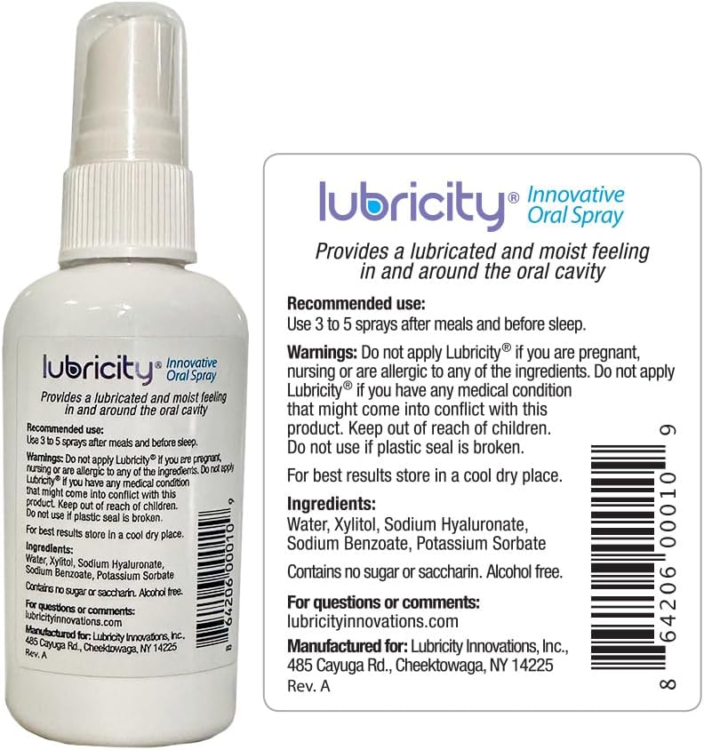 Lubricity Dry Mouth Oral Spray for Symptomatic Relief of Dry Mouth, Flavorless - 2 oz, 30 Day Supply