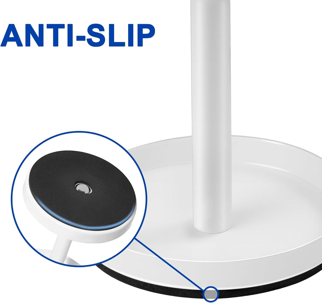 White Stainless Toothbrush Holder Stand: Rustproof Bathroom Countertop Organizer, 4 Ventilated Slots Hold Manual Toothbrushes, Razor